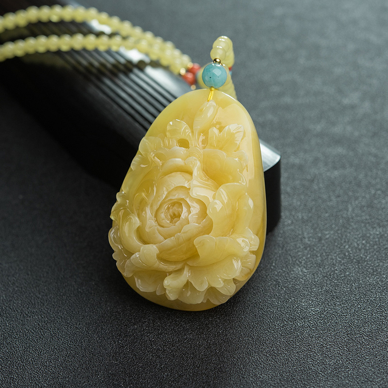 波罗的海天然蜜蜡牡丹花项链-红掌柜