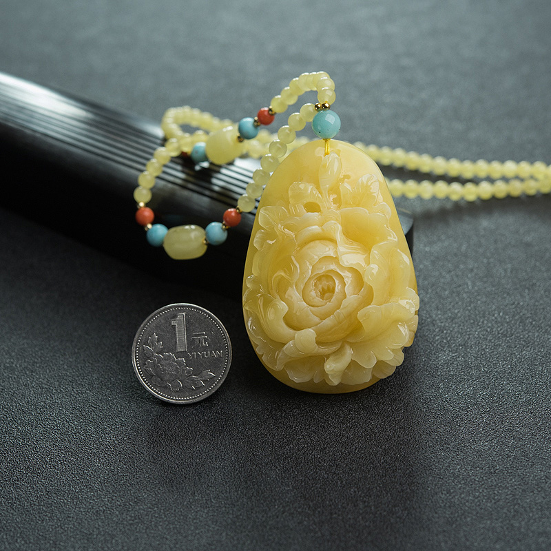 鸡油黄蜜蜡项链-红掌柜