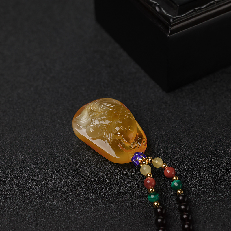 天然蜜蜡年年有余吊坠-红掌柜