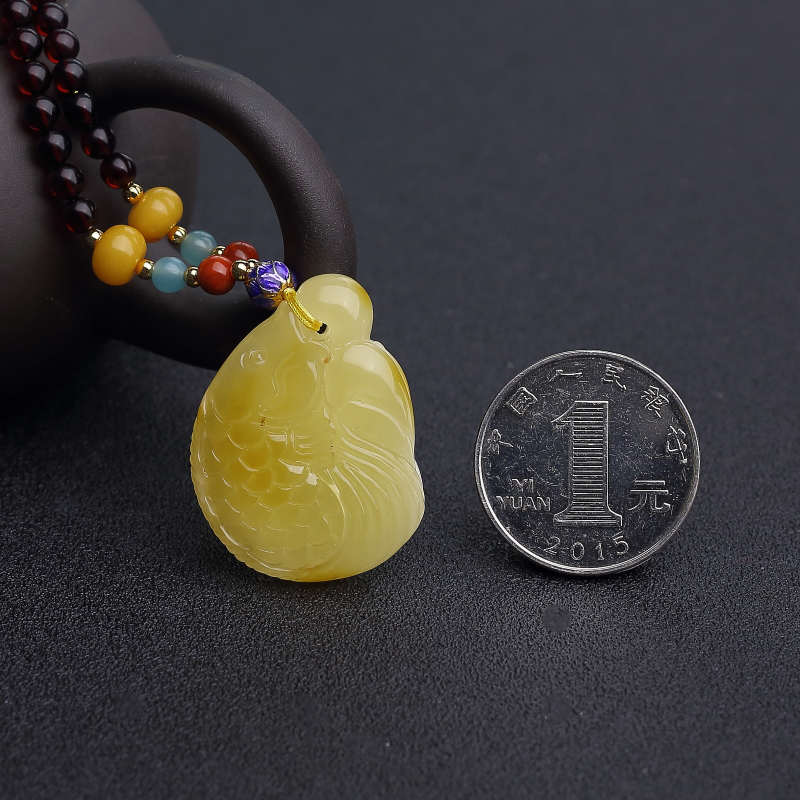 鸡油黄蜜蜡项链-红掌柜