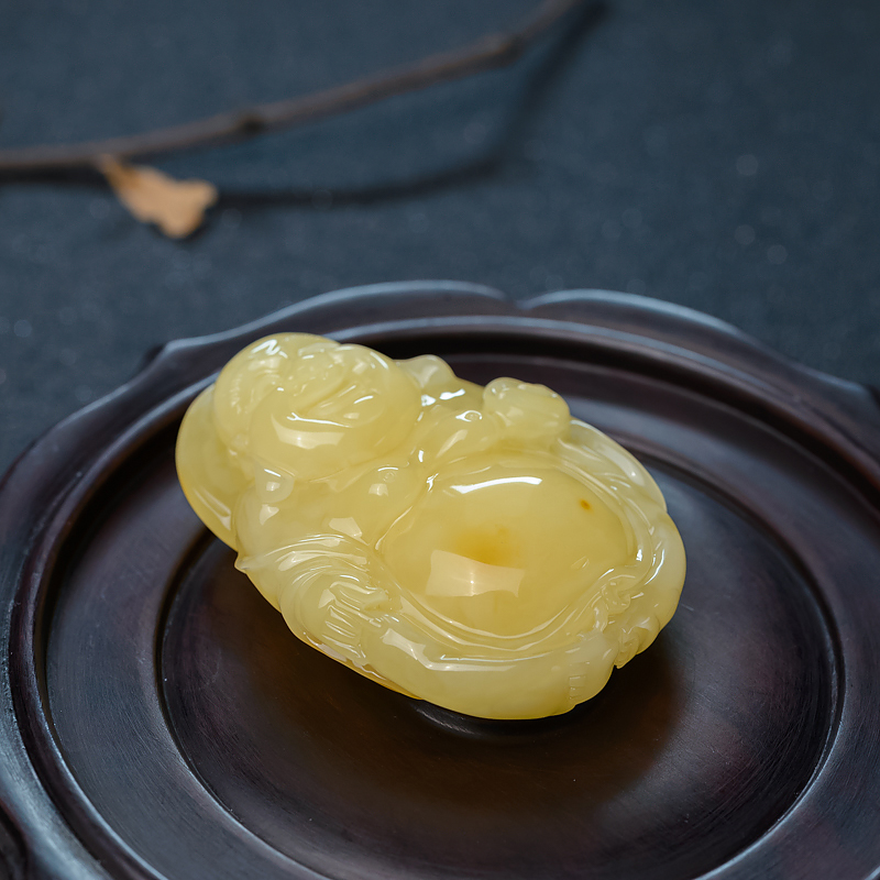 波罗的海天然鸡油黄蜜蜡吊坠-红掌柜