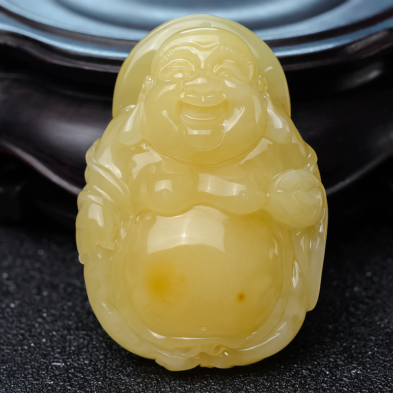 鸡油黄蜜蜡佛吊坠-红掌柜