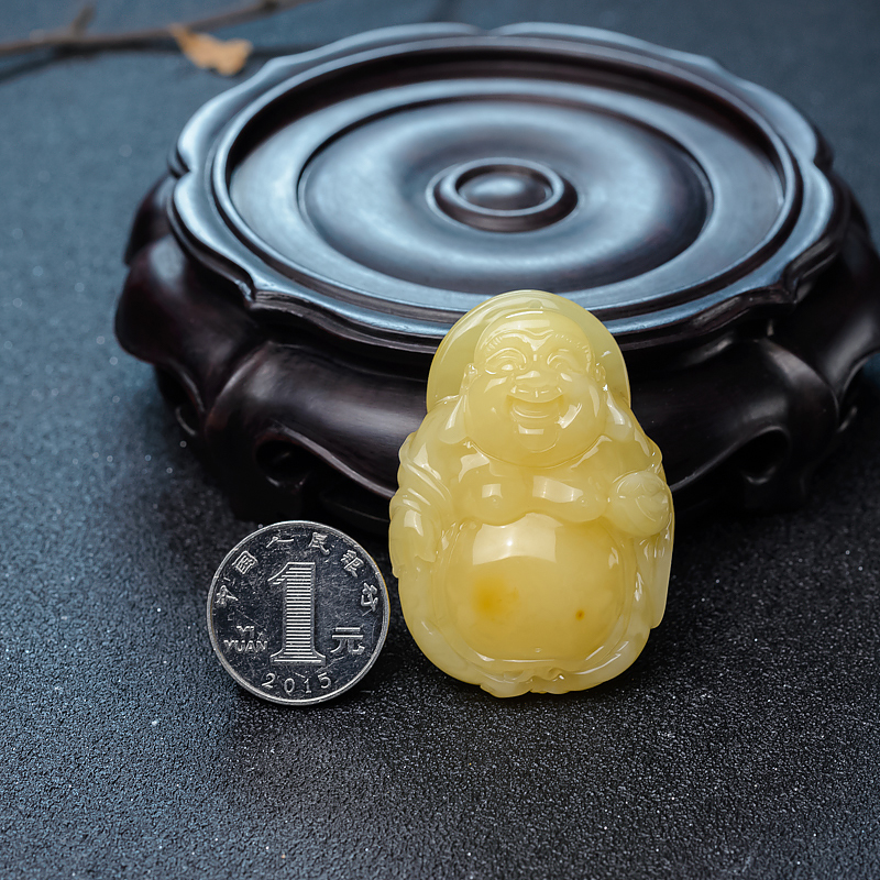 天然鸡油黄蜜蜡吊坠-红掌柜