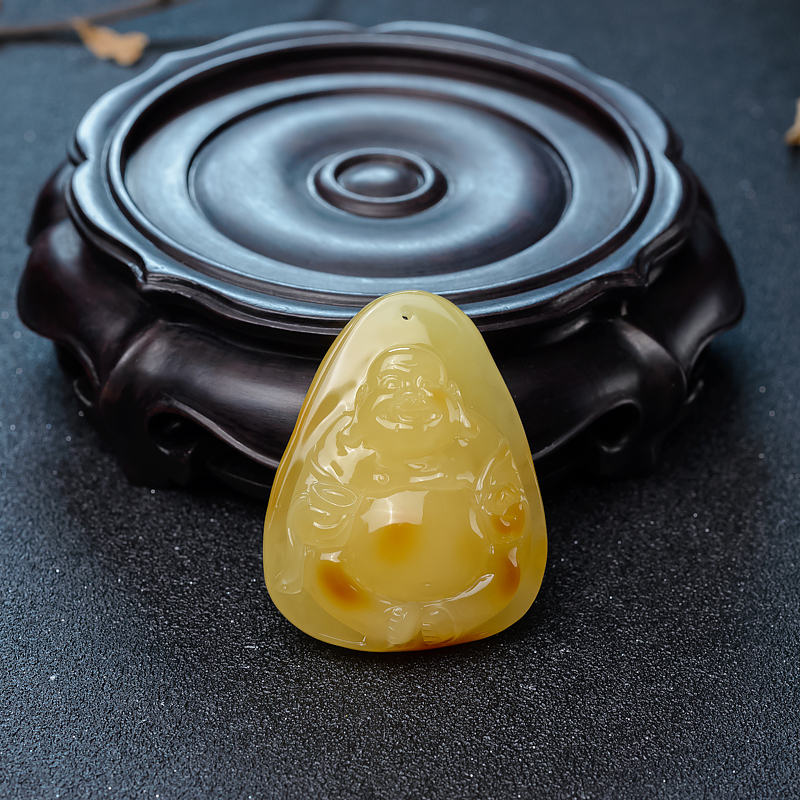 波罗的海天然鸡油黄蜜蜡佛吊坠-红掌柜