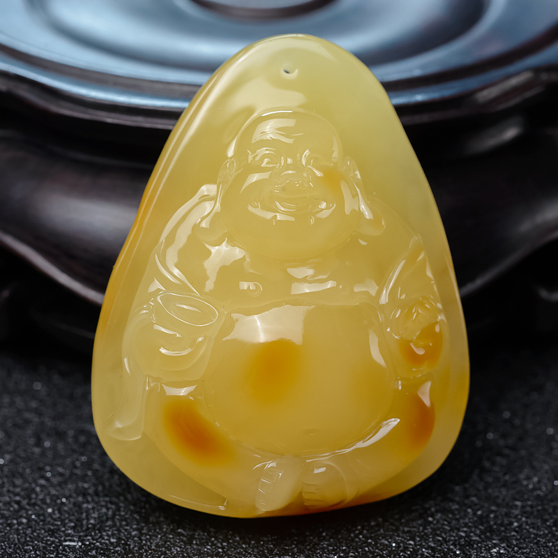 鸡油黄蜜蜡佛吊坠-红掌柜