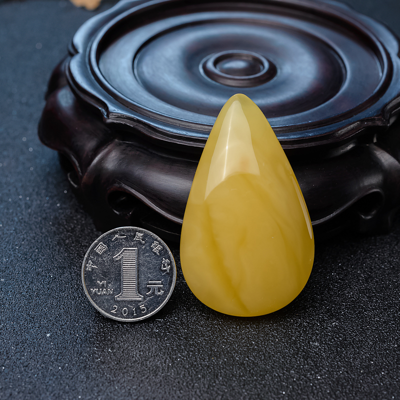 天然鸡油黄蜜蜡吊坠-红掌柜