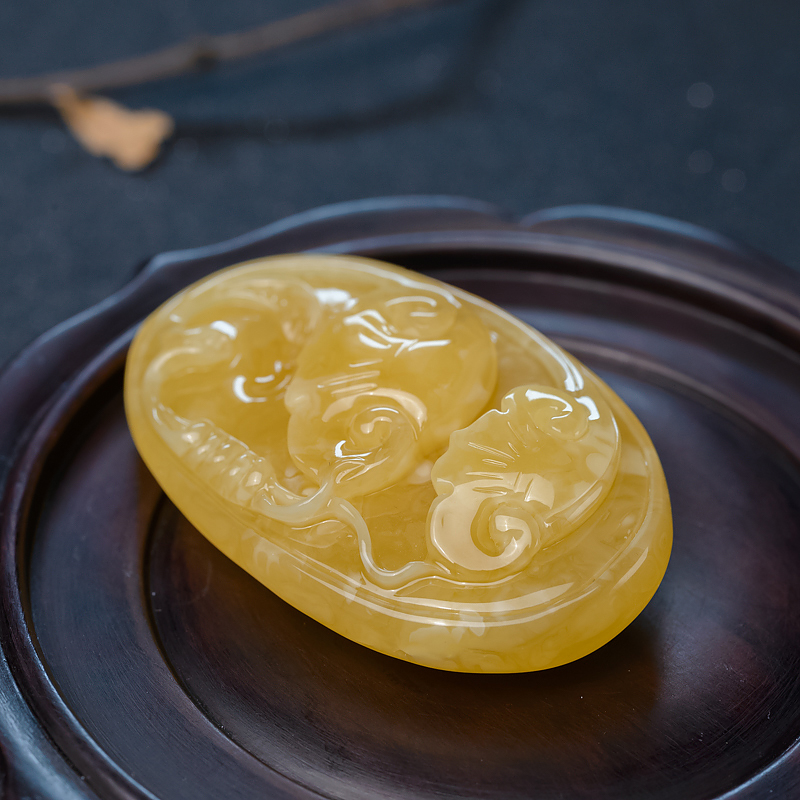 波罗的海天然鸡油黄蜜蜡吊坠-红掌柜