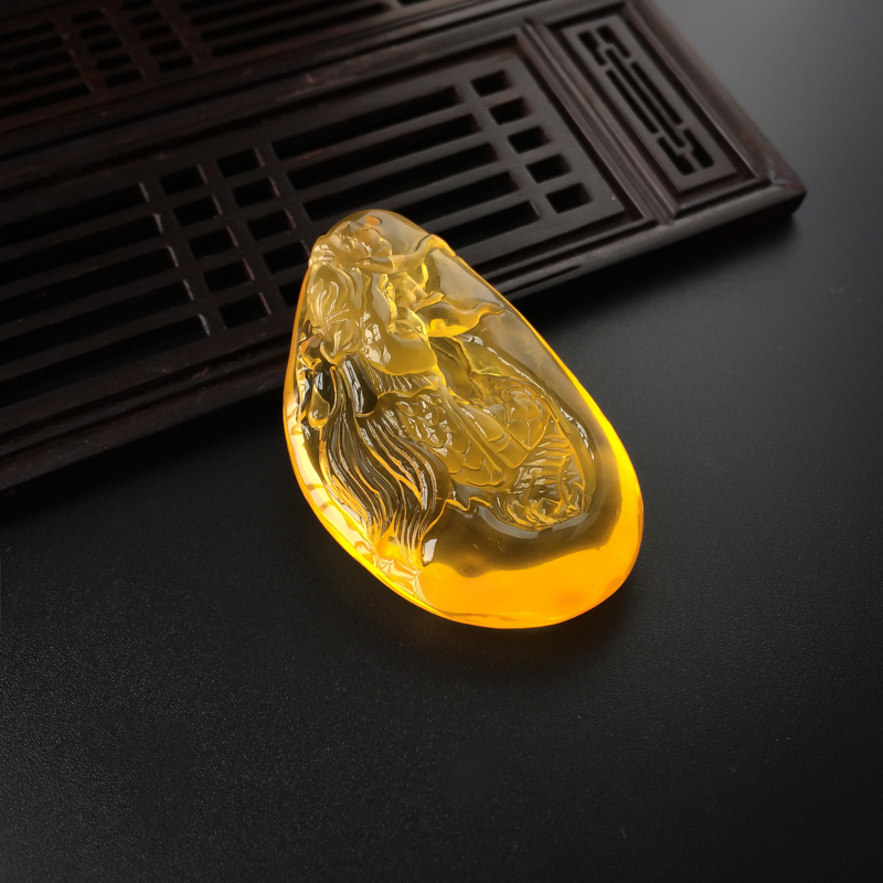 天然金绞蜜蜜蜡龙吊坠-红掌柜