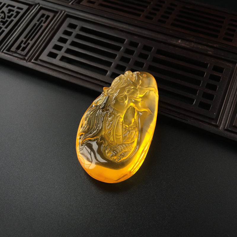 波罗的海金绞蜜蜜蜡龙吊坠-红掌柜