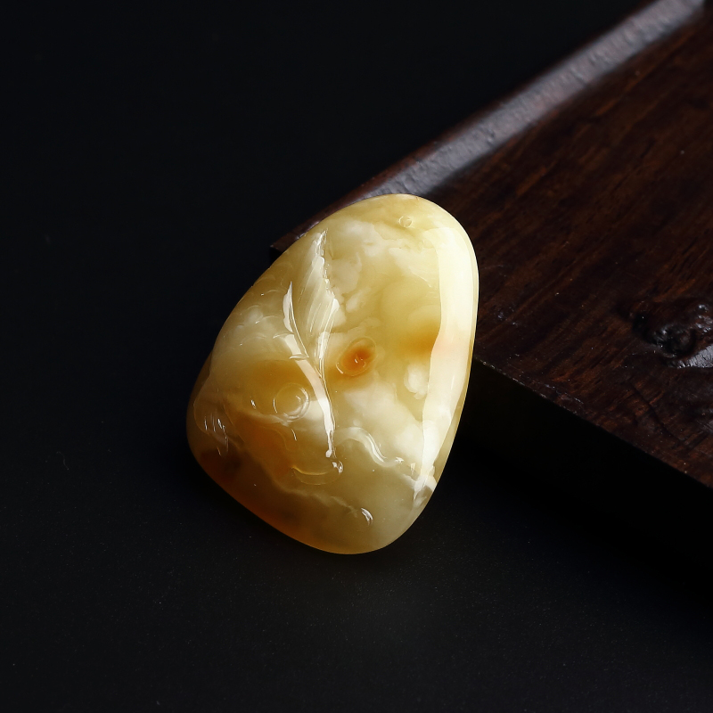 波罗的海黄白蜜蜜蜡鲤鱼吊坠-红掌柜