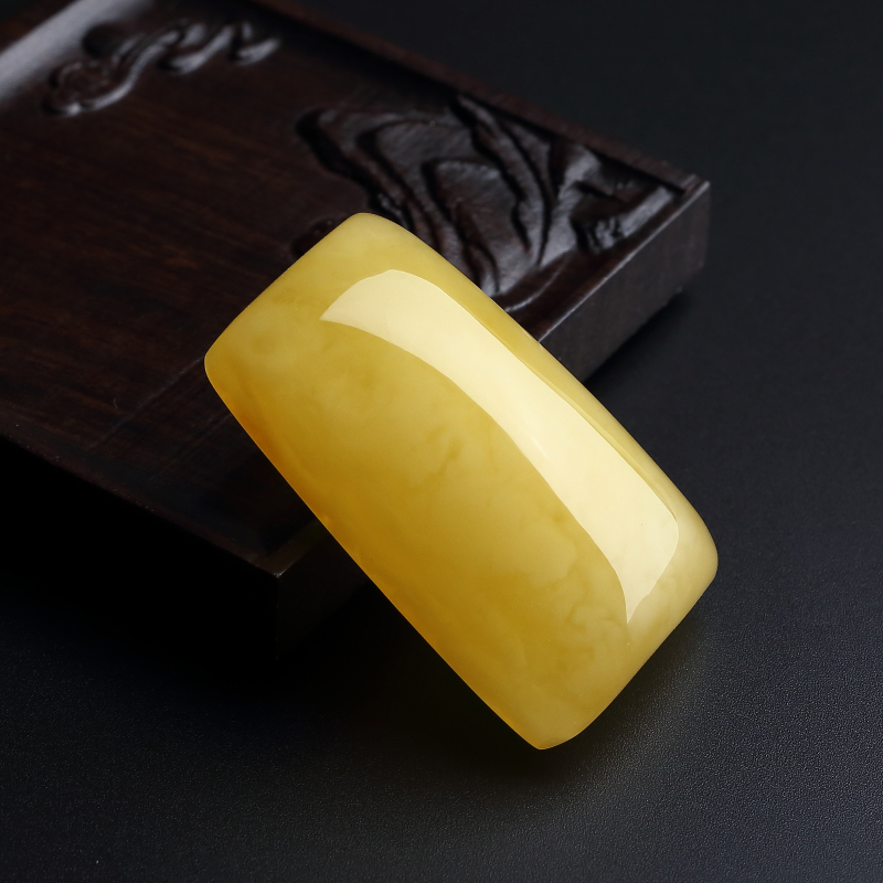 天然满蜜鸡油黄蜜蜡无事牌吊坠-红掌柜