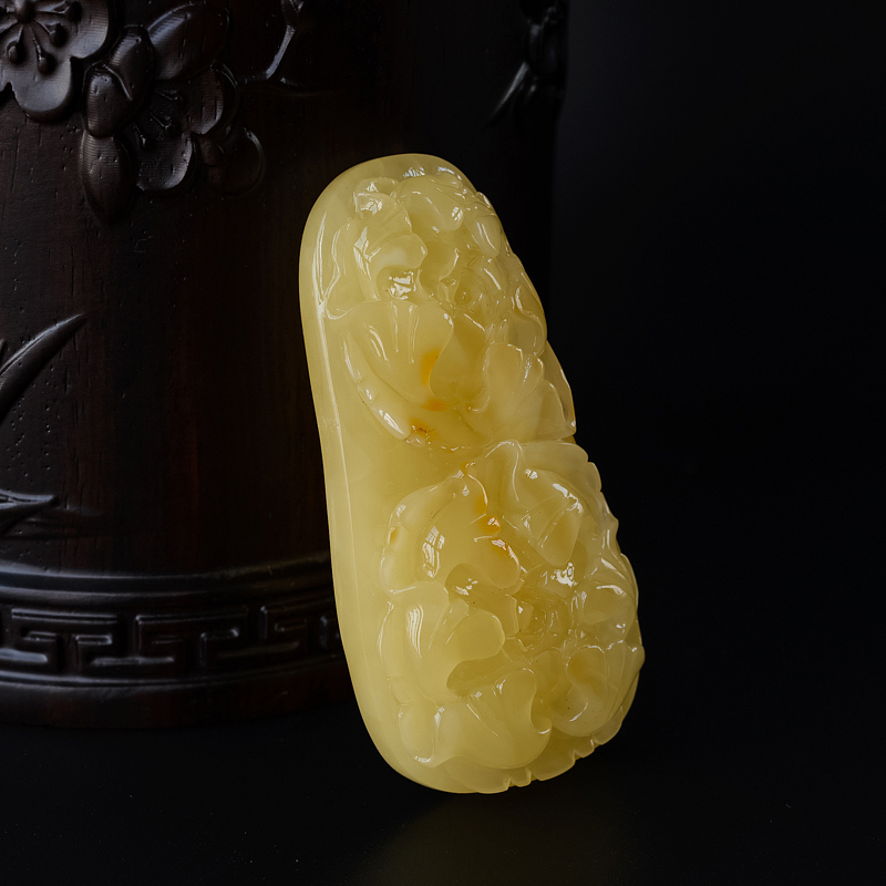 蜜蜡花吊坠-红掌柜