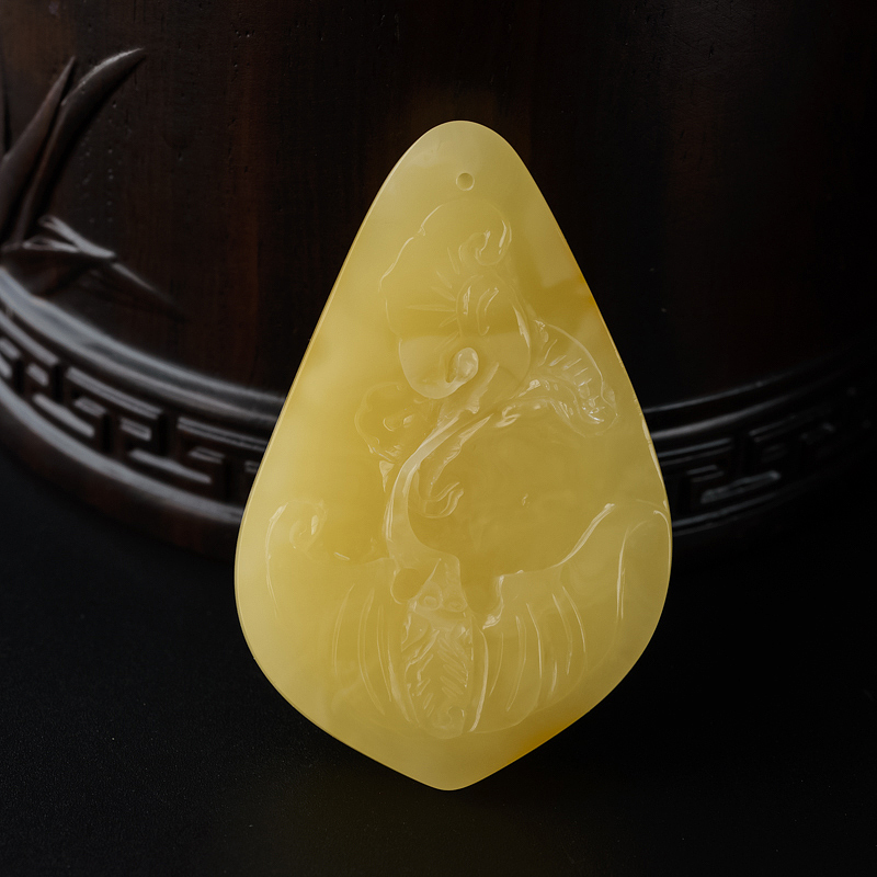 柠檬黄蜜蜡幸福如意吊坠-红掌柜