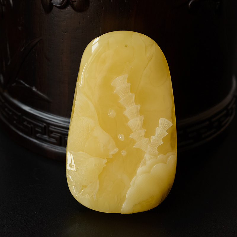 波罗的海天然满蜜蜜蜡海洋世界吊坠-红掌柜