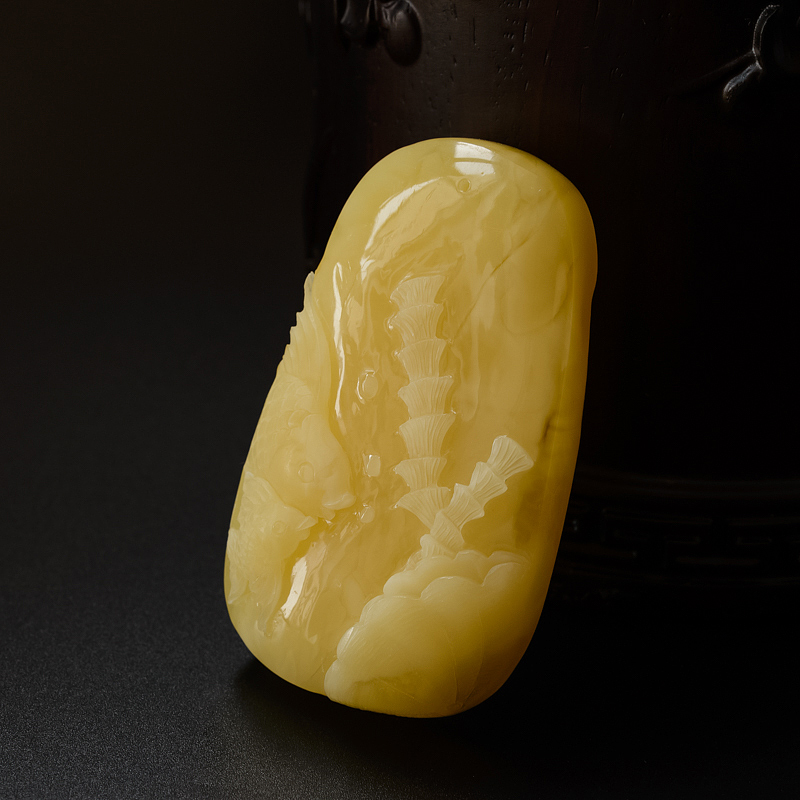 天然满蜜蜜蜡海洋世界吊坠-红掌柜