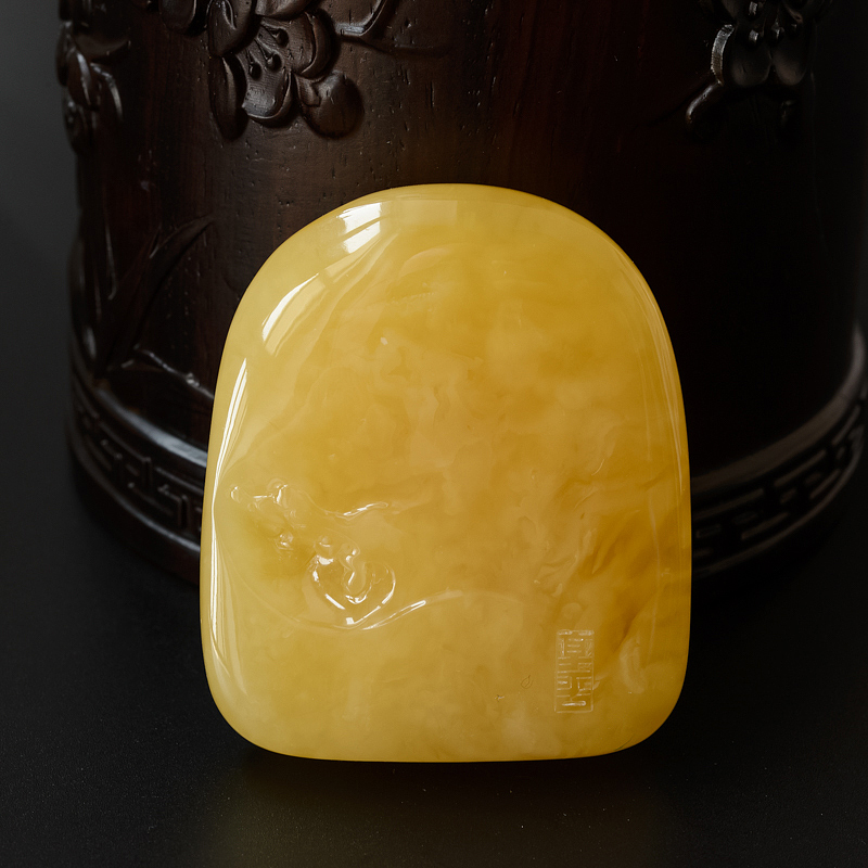 波罗的海天然鸡油黄张果老吊坠-红掌柜