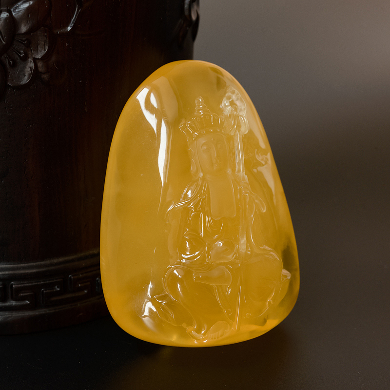 波罗的海金包蜜鸡油黄蜜蜡地藏菩萨吊坠-红掌柜