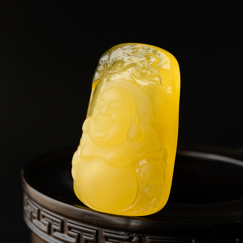 蜜蜡弥勒佛吊坠-红掌柜