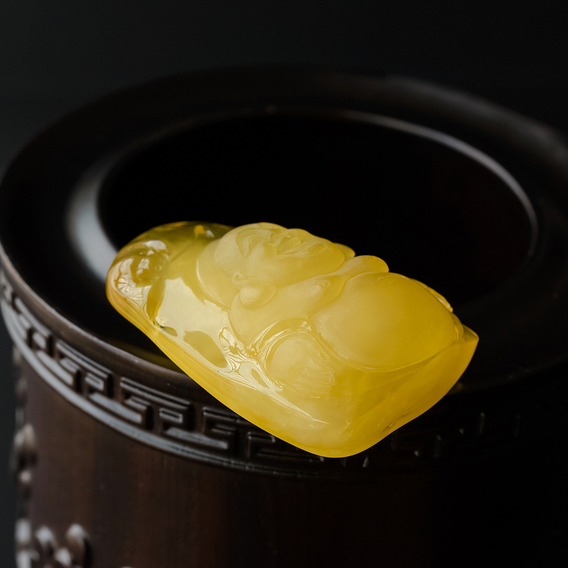 金包蜜蜜蜡弥勒佛吊坠-红掌柜