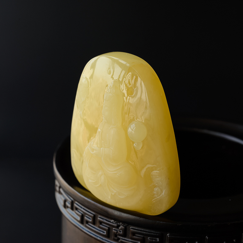 柠檬黄满蜜蜜蜡观音吊坠-红掌柜