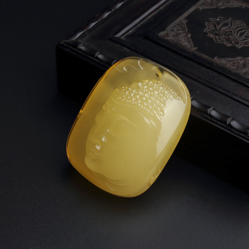 柠檬黄佛头蜜蜡吊坠 - 红掌柜