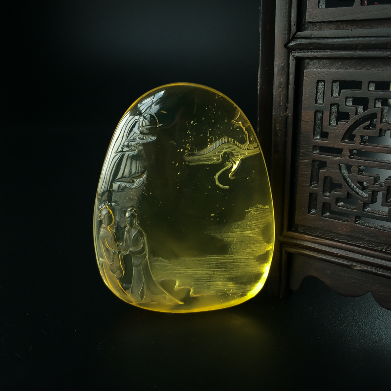 金珀才子佳人吊坠-红掌柜