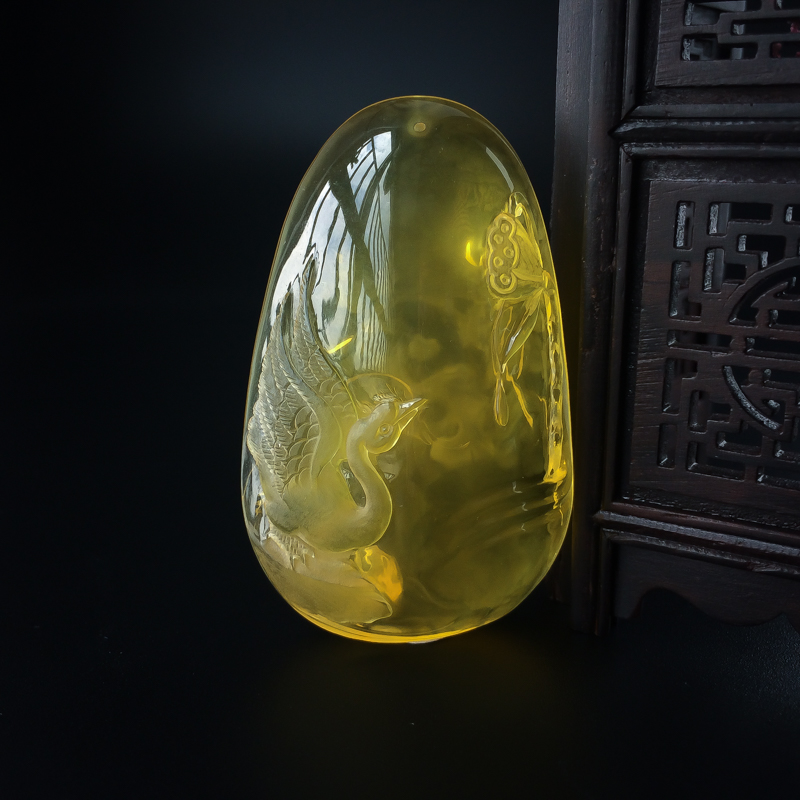 金珀荷塘夜色吊坠-红掌柜