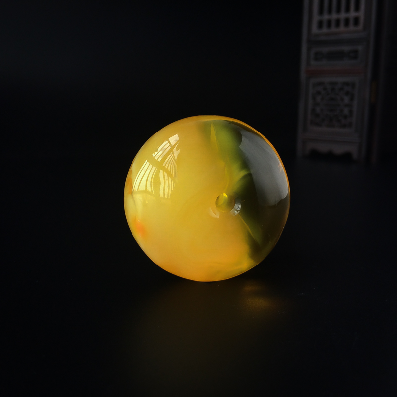 鸡油黄蜜蜡平安扣-红掌柜