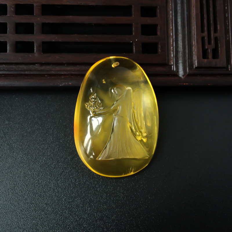 金珀处女座吊坠-红掌柜