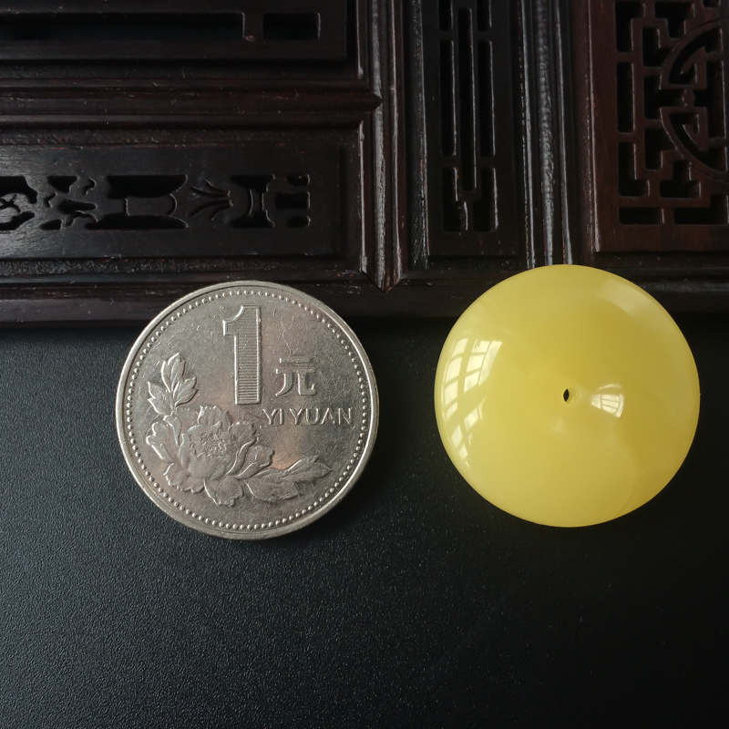 柠檬黄蜜蜡平安扣吊坠-红掌柜