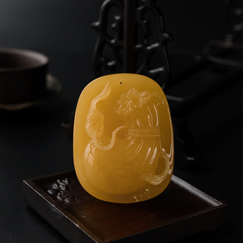 鸡油黄蜜蜡吊坠-红掌柜