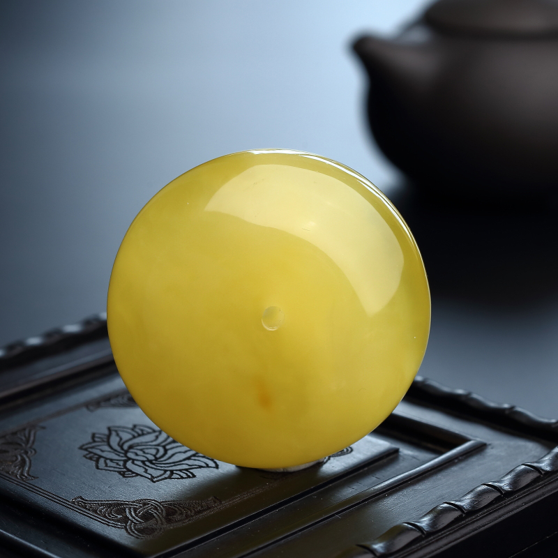 满蜜柠檬黄蜜蜡平安扣吊坠-红掌柜