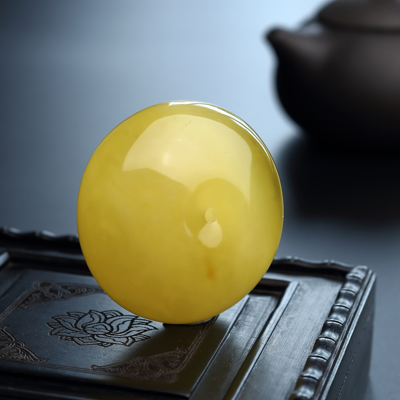 柠檬黄蜜蜡平安扣吊坠-红掌柜