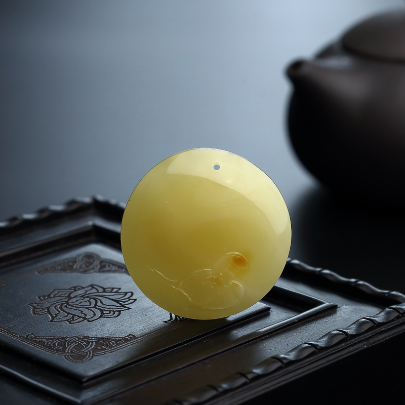 柠檬黄蜜蜡福在眼前吊坠-红掌柜