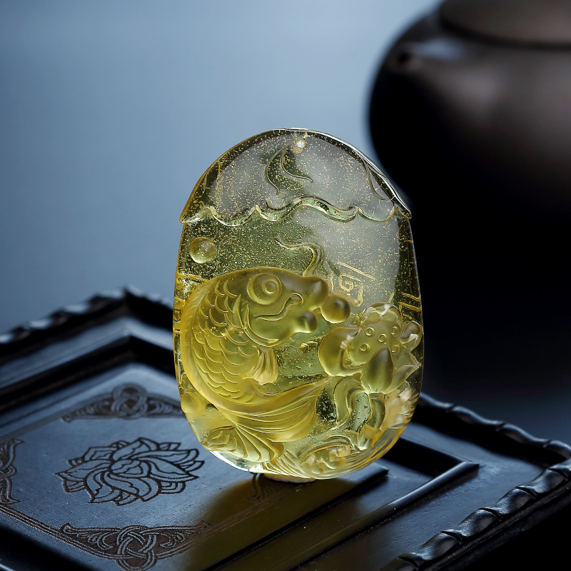 满天星蜜蜡鱼吊坠-红掌柜