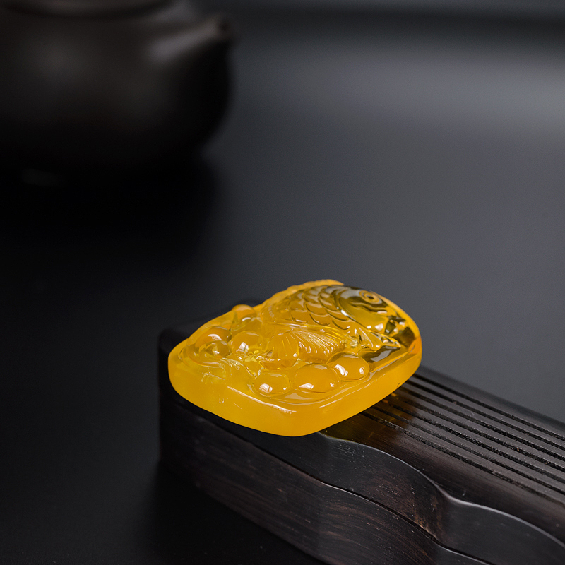 波罗的海天然金包蜜鸡油黄蜜蜡吊坠-红掌柜