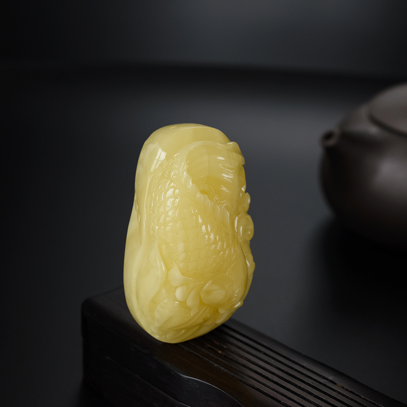 波罗的海柠檬黄蜜蜡鱼吊坠-红掌柜