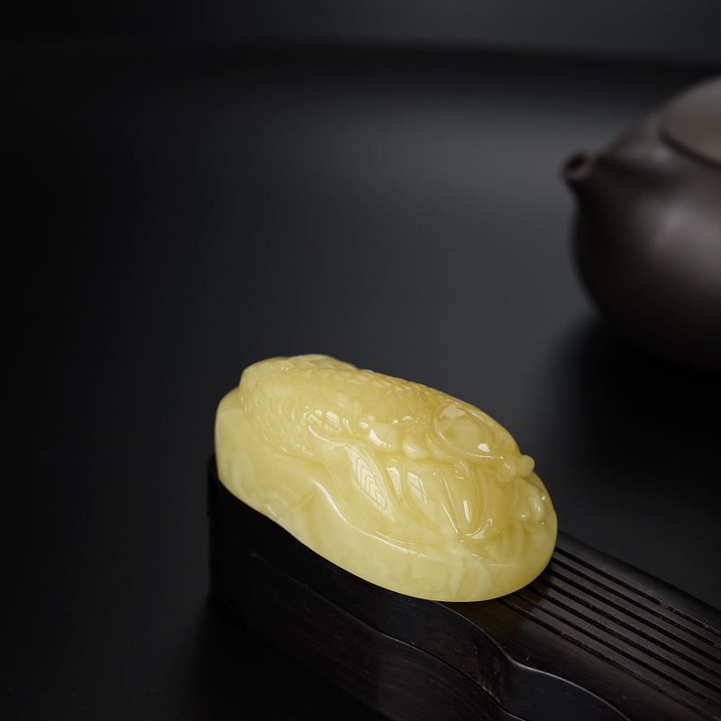 柠檬黄蜜蜡鱼吊坠-红掌柜