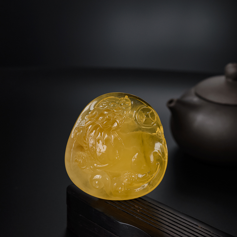 波罗的海天然金绞蜜蜜蜡貔貅吊坠-红掌柜