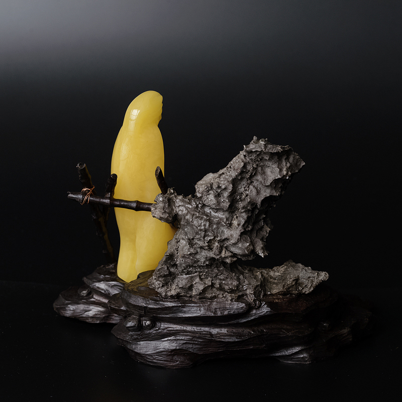 波罗的海天然鸡油黄蜜蜡寿星公摆件-红掌柜