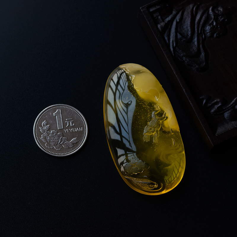 蜜蜡荷塘月色吊坠-红掌柜