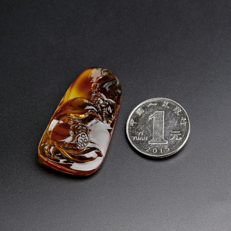 缅甸天然金珀吊坠 - 红掌柜