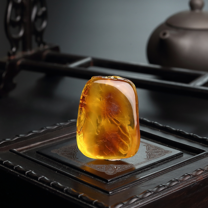 缅甸天然金珀吊坠 - 红掌柜
