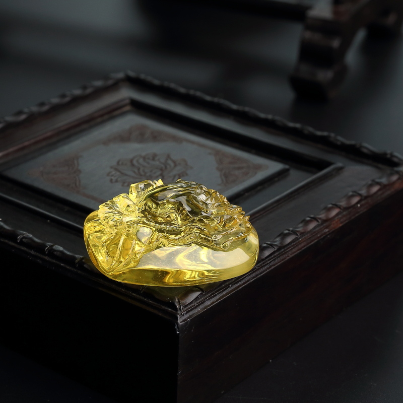 缅甸天然金珀吊坠 - 红掌柜