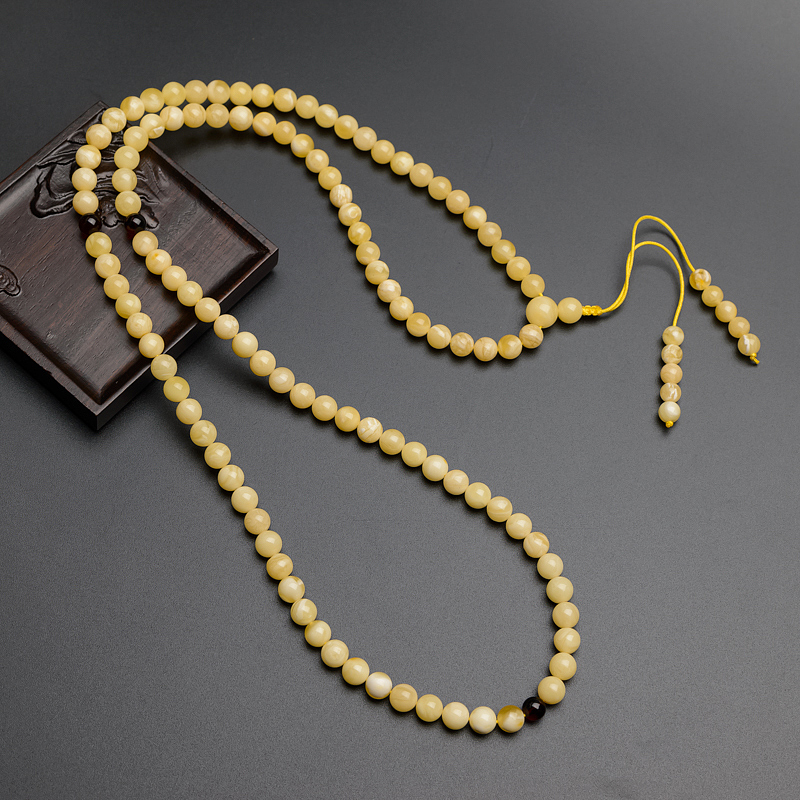 波罗的海天然白花蜜佛珠 - 红掌柜