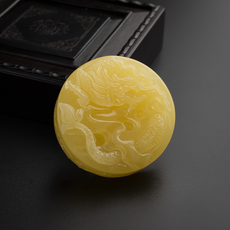 蜜蜡龙凤吊坠-红掌柜