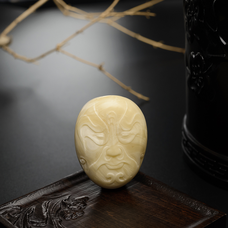 波罗的海天然满蜜白蜜蜜蜡脸谱吊坠-红掌柜