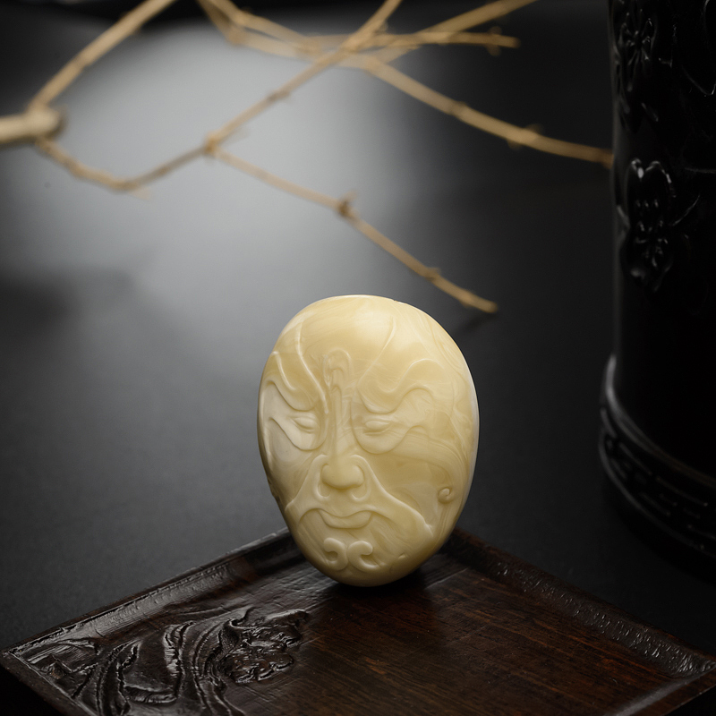 天然满蜜白蜜蜜蜡脸谱吊坠-红掌柜