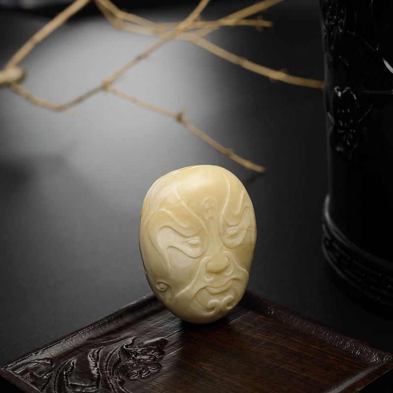 波罗的海满蜜白蜜蜜蜡脸谱吊坠-红掌柜