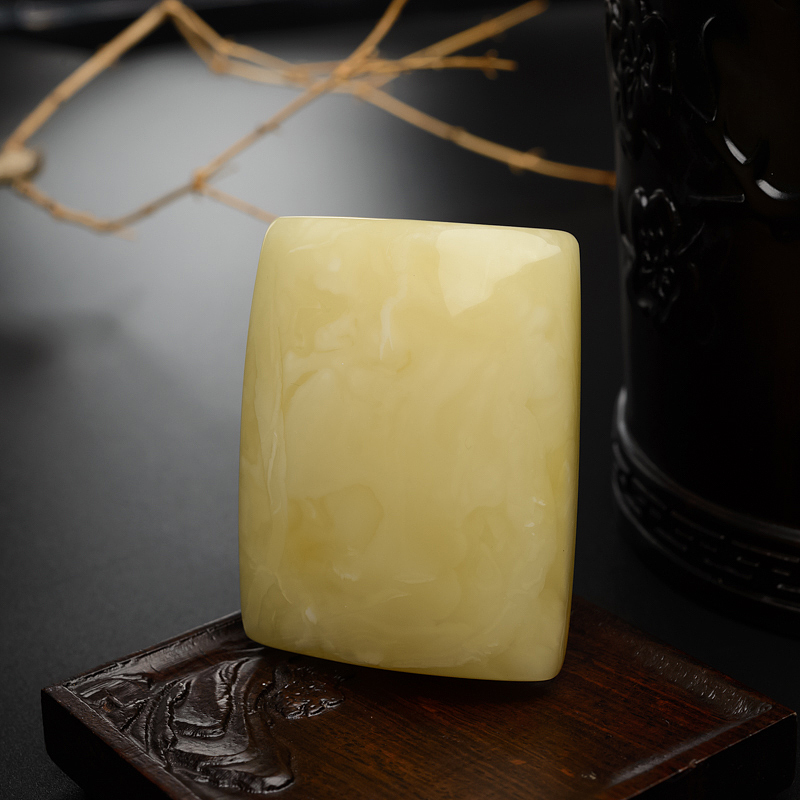 满蜜柠檬黄蜜蜡无事牌吊坠-红掌柜